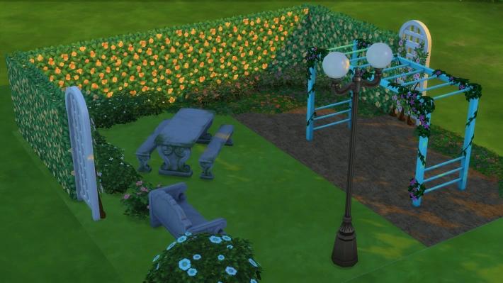 the sims 4 романтический сад стилизованный дворик 2