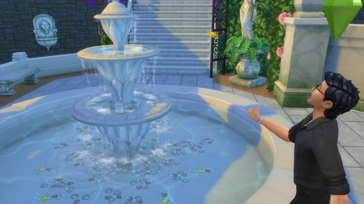 the sims 4 романтический сад кинуть монетку в фонтан
