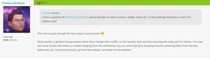 как будет работать стирка в симс 4
