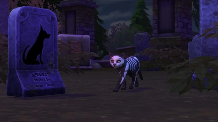 место с надгробными плитами призраков питомцев