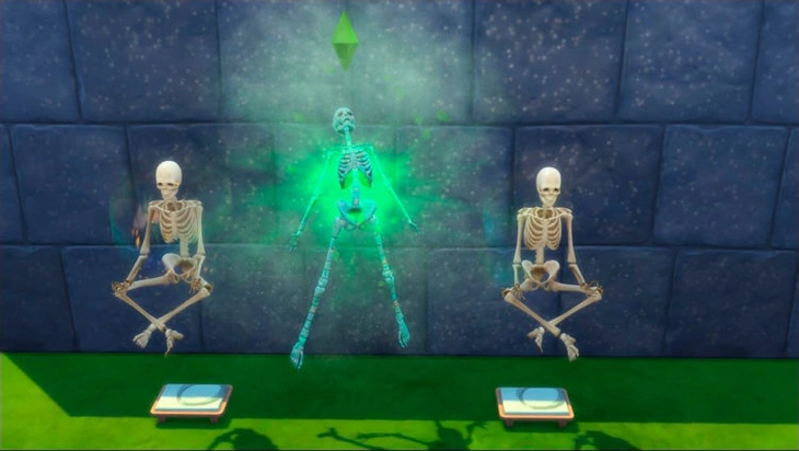 превращение сима в скелета